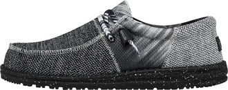 HeyDude Mens Wally Sox Tri Fans Black and Silver Size 14 | Mens Shoes | Mens Lace Up Loafers | Comfortable & Light-Weight