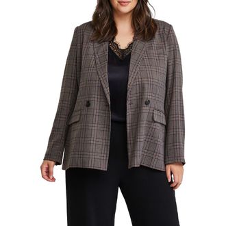 Estelle Lilibet Check Blazer in Brown Check at Nordstrom Rack, Size 18W