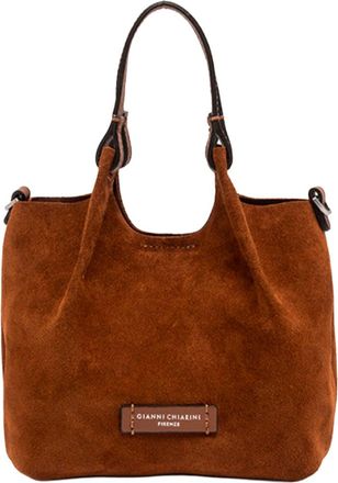 Gianni Chiarini Womens Suede Handbag Dua Cognac Cow Leather Handbags Hand Bags