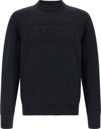 Gucci Blue Logo Crew Neck Sweater