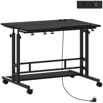 HOMCOM Escritorio elevable 80x60x95 cm negro
