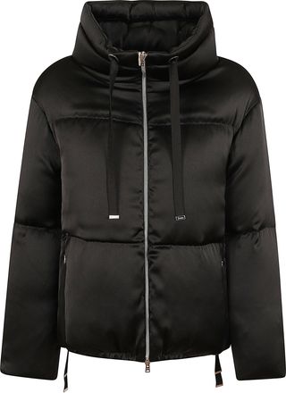 Herno Short Down Jacket With Silky Finish And Adjustable Features