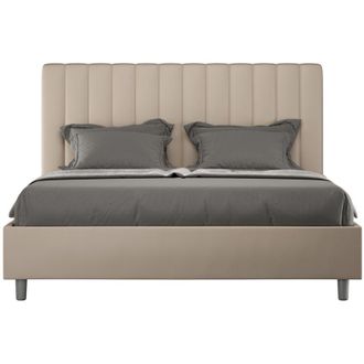Itamoby Cama Matrimonio Contenedor 160x190 Moderno Polipiel Agueda M Color: Beige - Versi&oacute;n: Con Caja De Almacenaje