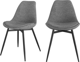 Rendez-Vous D&eacute;co Rendez-vous D&eacute;co - Set De 2 Sillas De Tejido Gris Oscuro Con Patas De Metal - Filipi