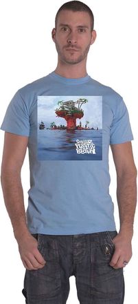 Gorilla T Shirt Plastic Beach Band Logo Official Mens Light Blue XL