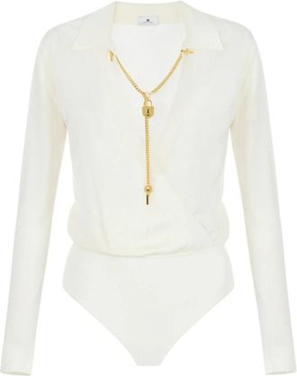 Elisabetta Franchi Body van viscose met ketting - Dames - Bodies - Wit - XS - Tops