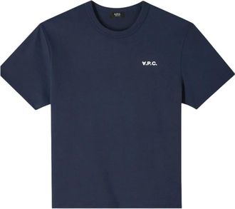 A.P.C. Fluweel Boxy T-shirt - Heren - T-shirts - Blauw - S - Katoen - Tops