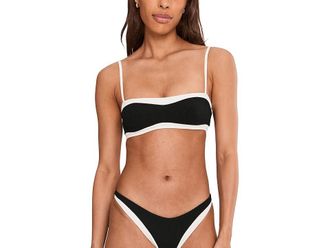 L*Space Madison Top Womens Clothing Black/Cream : SM, Nylon/Spandex