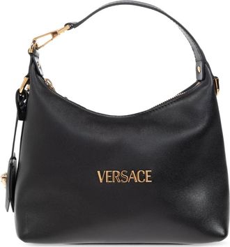 Versace Tag Hobo Handtas - Dames - Handtassen - Zwart - ONE Size - Leer - Tassen