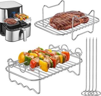 OEM Dailygoody, Rejillas De Ventilaci&oacute;n Para Freidora De Aire, Acero Inoxidable, 2 Piezas, Maximiza El Espacio, Compatible Con Ninja Dual Zone Af
