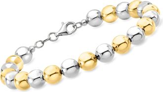 Ross-Simons Italian 8mm Sterling Silver and 18kt Gold Over Sterling Bead Bracelet