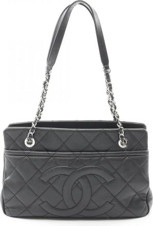 Chanel Black Grained Calfskin Tote Bag (Pre-Owned)