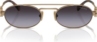 Miu Miu 0mu 54zs Oval-Shaped Gold Metal Frame Sunglasses