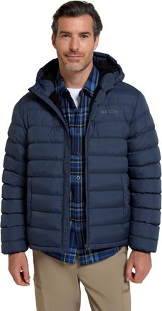 Mountain Warehouse Seasons Mens Fur-Lined Padded Jacket - Microfibre insulation & Faux Fur Puffer Coat with Side Pockets - Best for Autumn, Winter, Outdoors Navy 2XL