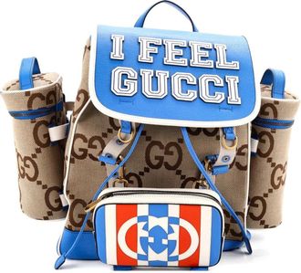 Gucci Zaino in tela con motivo Jumbo GG convertibile - Blu