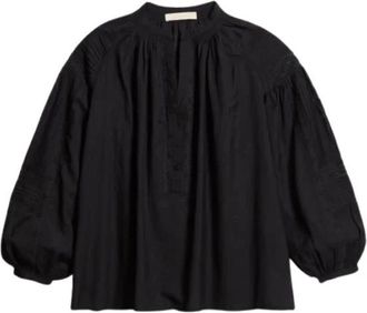 Vanessa Bruno Romantische Nipoa Blouse met Kant Details - Dames - Blouses - Zwart - S - Katoen - Overhemden