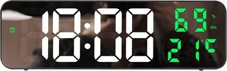 OEM Reloj De Pared Led Temperatura Humedad 12/24 Espejo Verde Dimmer