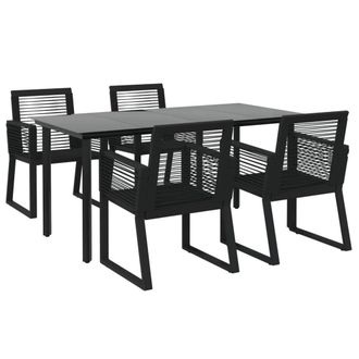 Berkfield Home Decorative 5 Piece Garden Dining Set Black PVC Rattan