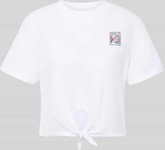 Rich & Royal T-Shirt mit Knotendetail und Rundhalsausschnitt in Offwhite, Gr&ouml;&szlig;e XL