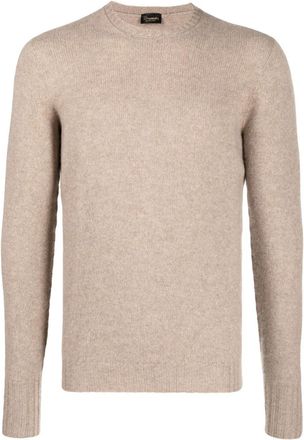 Drumohr Classic Fine-Knit Ribbed Crew Neck Wool Sweater