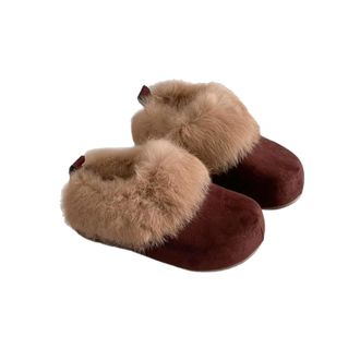 Generic Womens Faux Fur Suede Clogs Soft Fuzzy Memory Foam Round Toe Mules Warm House Slip-on Potato Shoes with Arch Support (Dark Brown,6.5)