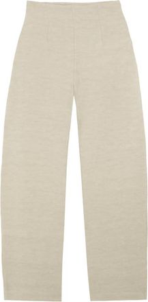 Cortana Fania- linnen en viscose steenkleurige broek - Dames - Wijde Broeken - Grijs - XL - Linnen - Broeken