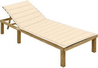 vidaXL Vidaxl - Tumbona Con Coj&iacute;n Crema Madera De Pino Impregnada