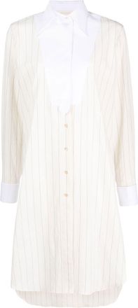 Wales Bonner striped midi dress - women - Cotton - 40 - Neutrals