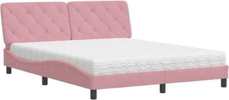 vidaXL Vidaxl - Cama Con Colch&oacute;n Terciopelo Rosa 160x200 Cm
