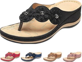 Generic Summer Sandals Women Wedge Flip Flops for Women Orthopedic Sandals Comfortable Flip Flops with Arch Support Summer Casual Wedge Sandal Slippers Dressy