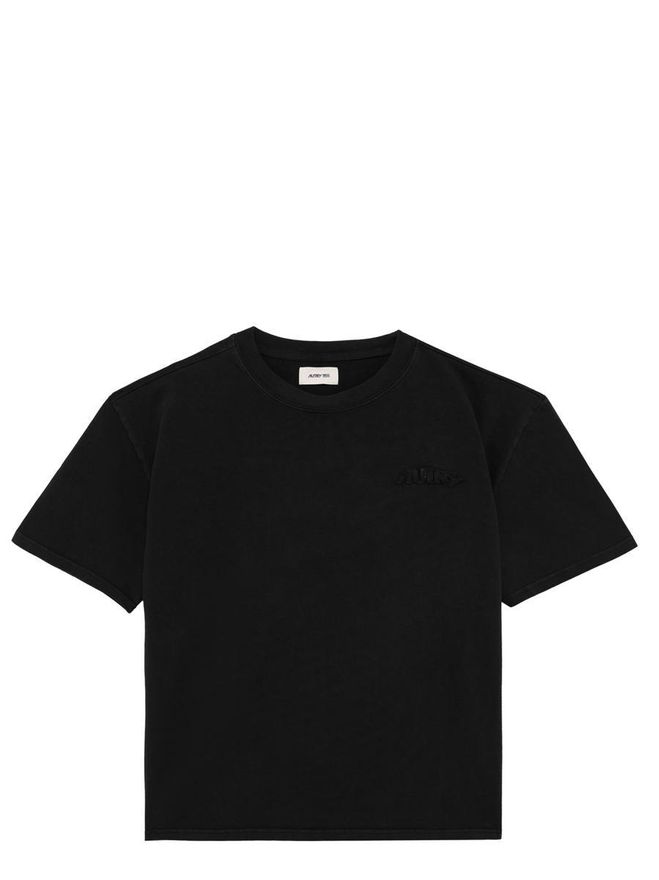 【送料&関税込】Autry T-shirt In Black Cotton - Unisex Autry Cropped T-shirt In Black Cotton Jersey Woman