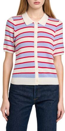 Wayf Wesley Collar Cardigan in Blue Stripe at Nordstrom, Size X-Small