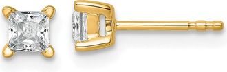 Diamond2Deal 14k Gold 1/2 ct Princess Lab Grown Diamond Stud Earrings VS Clarity, D-E Color