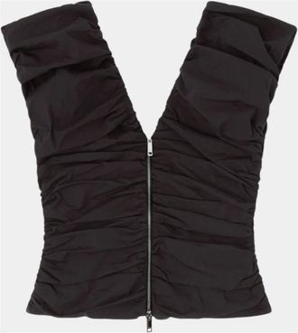 Ganni Active Racerback Zipper Top - Dames - Blouses - Zwart - L - Polyester - Overhemden