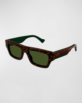 Gucci Mens Rectangle Acetate Sunglasses with Logo