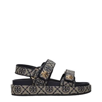Tory Burch Tory Burch Kira Damens Sandalen aus Stoff in Beige/Marineblau