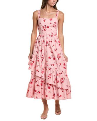 CeCe by Cynthia Steffe Cece Corset Asymmetrical Hem Ruffle Midi Skirt