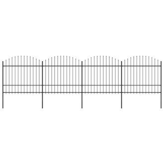 Berkfield Home Garden Fence with Spear Top Steel (1.5-1.75)x6.8 m Black