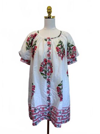 Entro Womens Short Block Print Dress In White