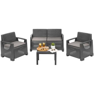 Dmora Set Salotto da Esterno Mioglia, Salottino Outdoor 4 Posti, un Tavolino Made in Italy, Grigio Antracite
