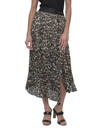 DKNY Dkny Print Chiffon Pleated Midi Skirt