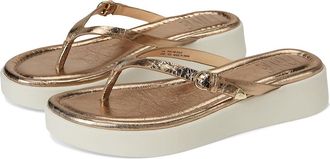 Frye Maya Buckle Thong Sandals Womens Wedge Shoes Dark Gold : 7.5 B - Medium, Leather