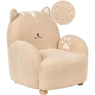 Beliani Poltrona per bambini Gatto Sedia imbottita per bambini Beige Zoar