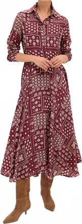 Alix of Bohemia Aelin Panel Silk Dress In Brown Saddle