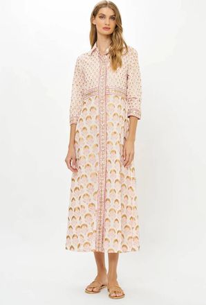 Oliphant Maxi Shirt Dress In Arbor Coral