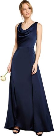 Coast Honoured Sleeveless Cowl Neck Satin Maxi Bridesmaid Dress, 10, Navy