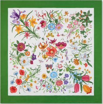 Gucci Printed Silk Carr&eacute;, White, Silk