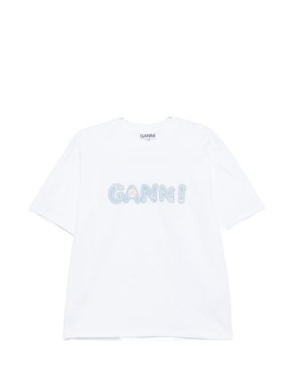 Ganni White Logo Crew Neck T-Shirt