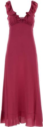 Chlo&eacute; Pink V-Neck Ruffle Maxi Dress