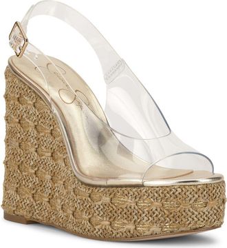 Jessica Simpson Kaliese Slingback Platform Wedge Sandal in Clear at Nordstrom, Size 11